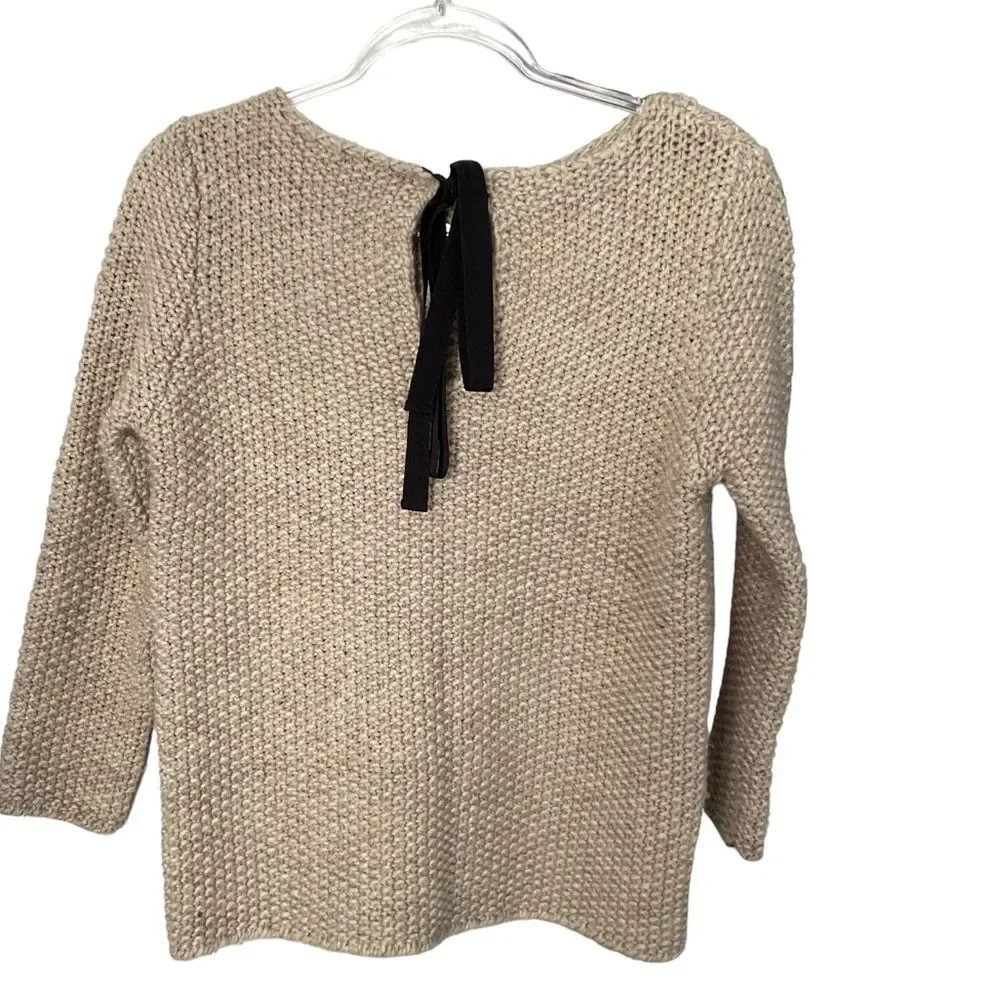 Zara Knit Cream Back Tie Neckline Size M